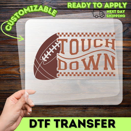 Vintage Sporty Touchdown DTF Transfer for Football Fans, Ready To Press Fall Game Day Iron-On Apparel for Tailgaters