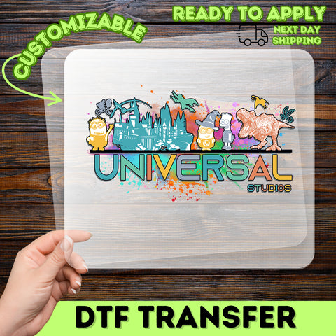 Colorful Pop Culture Mashup Universal Studios Fan DTF Transfer for T-Shirts & Hoodies - Ready to Press, Perfect for Group Vacations