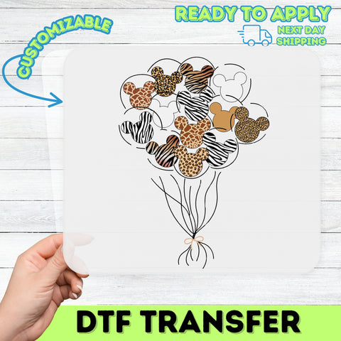 Safari Animal Print Mouse Head DTF Transfer for Cute Family Matching Safari Adventure T-shirts