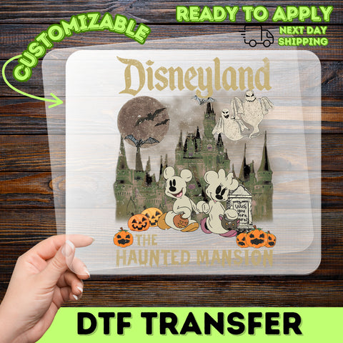 Disneyland Halloween DTF Transfer Spooky Ghost Theme Iron-On Ready To Press Shirt for Disney Enthusiasts & Family