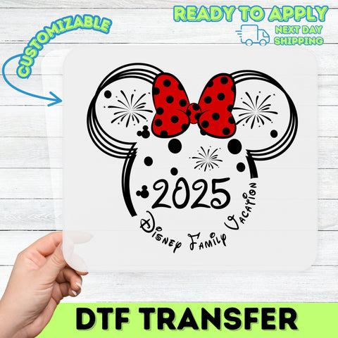 Cute Polka Dot Bow DTF Transfer for Theme Park T-Shirts & Family Fun Apparel