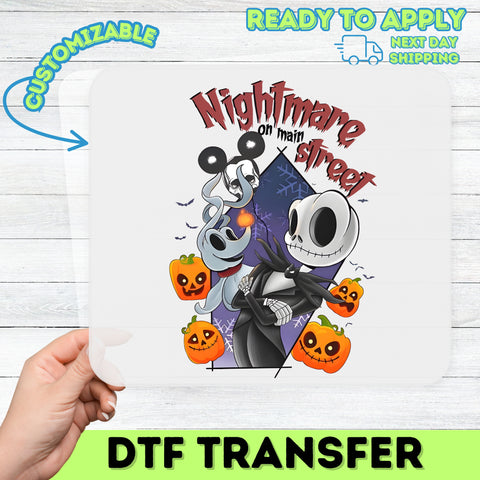 Funny Halloween Gem - Nightmare on Main Street DTF Transfer for Group Party Shirts & Pop Culture Fans