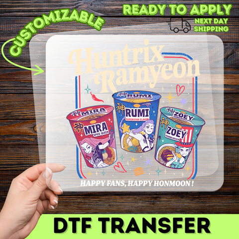 Cute and Funny Ramen Food Character DTF Transfer for Apparel - Retro Anime Iron-On, Perfect for Quirky T-Shirts or Hoodies