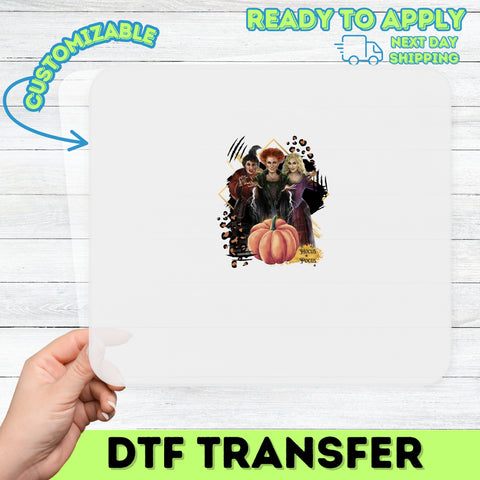 Hocus Pocus Halloween Magic DTF Transfer for Witchy Fans, Iron-On Retro Witch Pumpkin T-Shirt Apparel, Ready To Press