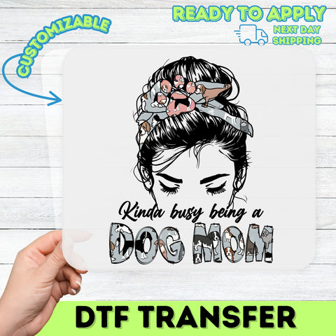Dog Mom Cute Cartoon DTF Transfer Ready To Press Iron-On for Pet Lover Women Sweatshirt T-Shirt Gift Ideas