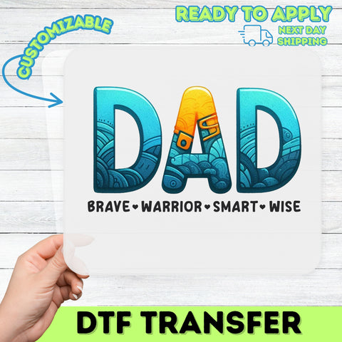 Father's Day Cute DAD Theme DTF Transfer for T-Shirts, Ready to Press Iron-On Gift for Dad Apparel & Father's Tribute