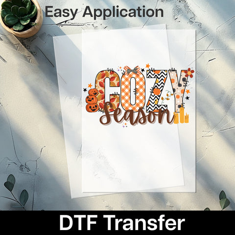Cute Cozy Fall Halloween Pumpkin Spice DTF Transfer for Women T-Shirt & Sweatshirt | Ready to Press Iron-On Seasonal Apparel