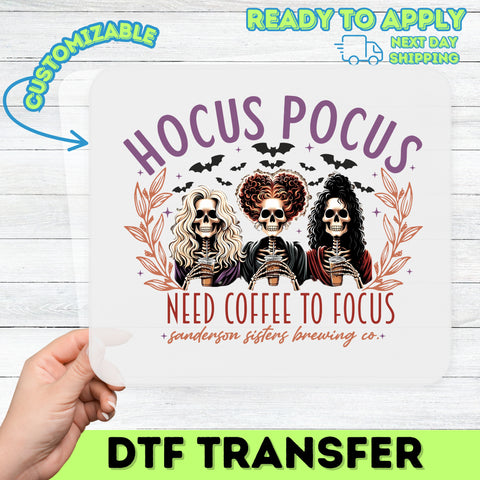 Funny Gothic Pumpkin Halloween DTF Transfer for Witch & Coffee Lover Shirt - Iron-On Ready to Press Skeleton Humor