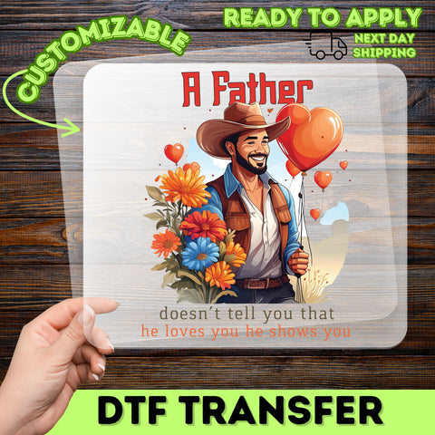 Cute Father's Day DTF Transfer, Ready to Press Iron-On for Dad's T-shirt, Heart Balloons, Rustic Retro Design, Wholesome Family Gift