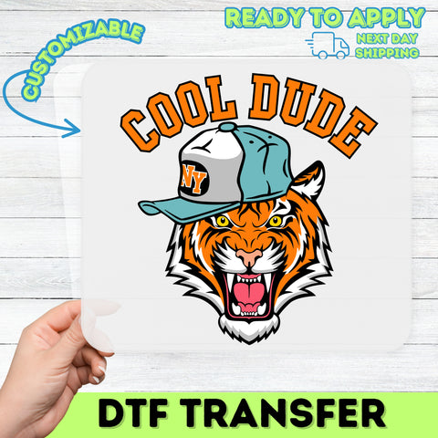 Cool Dude Tiger Iron-On Urban Animal DTF Transfer for Trendy Teens T-shirt & Sweatshirt Ready To Press
