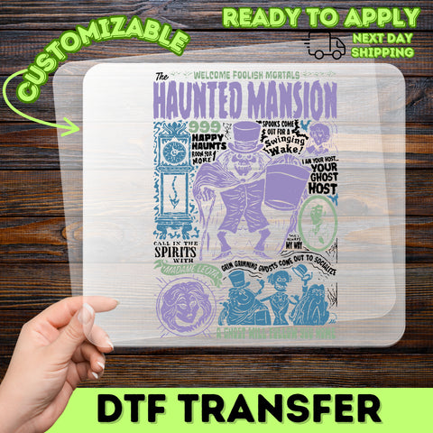 Haunted Mansion Retro Spooky DTF Transfer for Halloween Apparel - Ready To Press Iron-On for T-Shirts & Sweatshirts