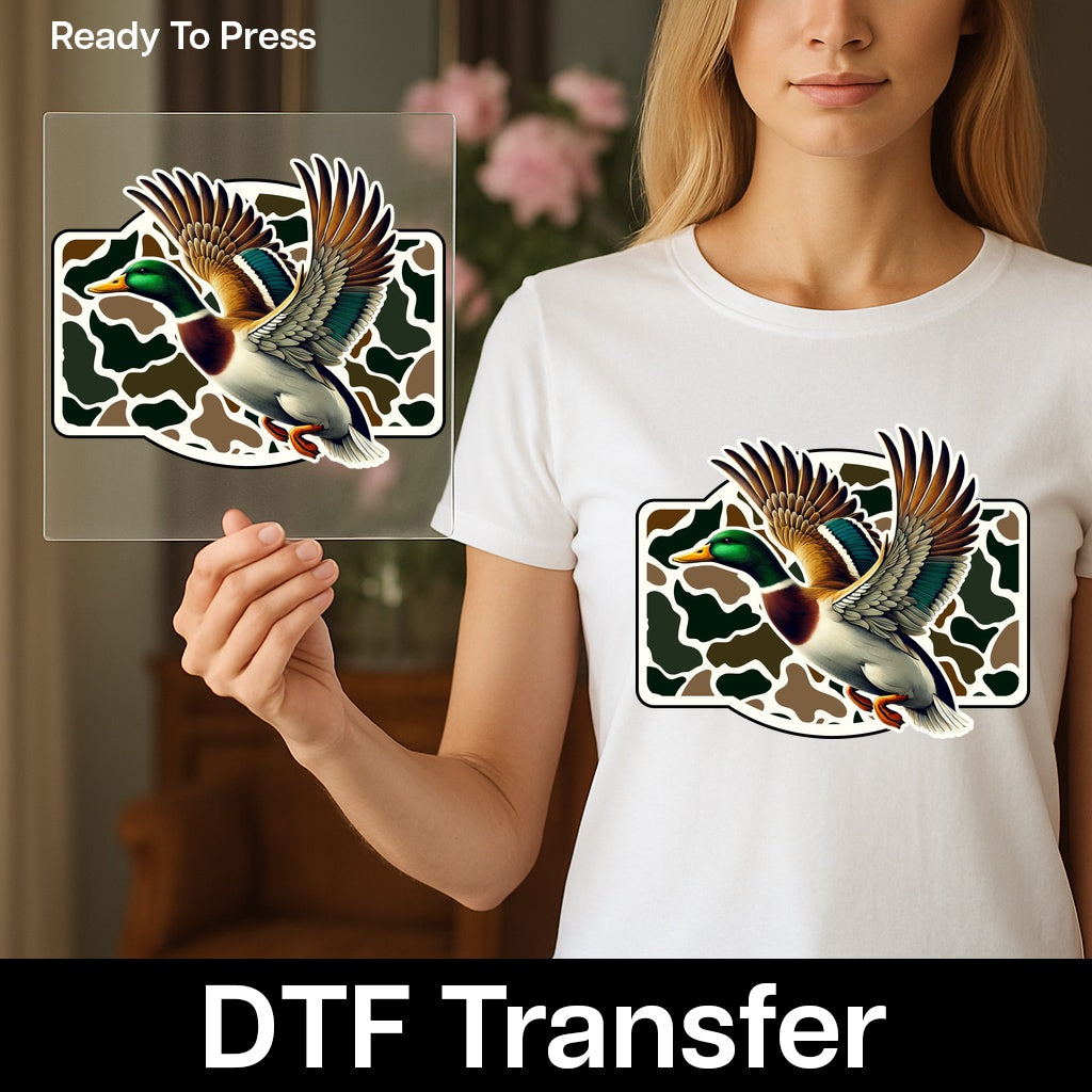 Realistic Flying Duck DTF Transfer for Outdoorsmen T-Shirt & Hunting Enthusiasts Apparel