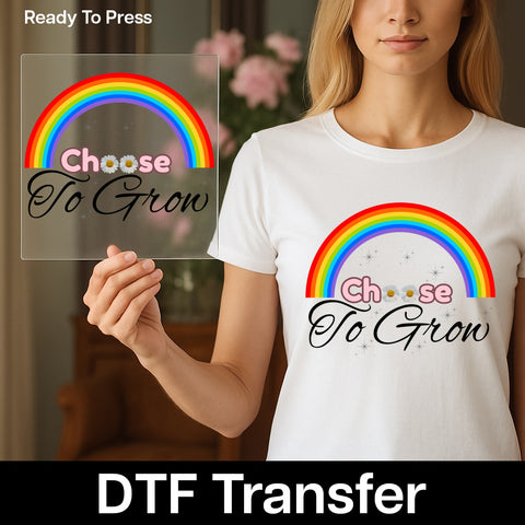Retro Rainbow & Daisies Positive Affirmation DTF Transfer for LGBTQ Pride Shirt
