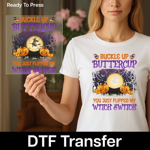 Funny Halloween Witch DTF Transfer - Iron-On Ready to Press for Group Matching Pumpkin Apparel