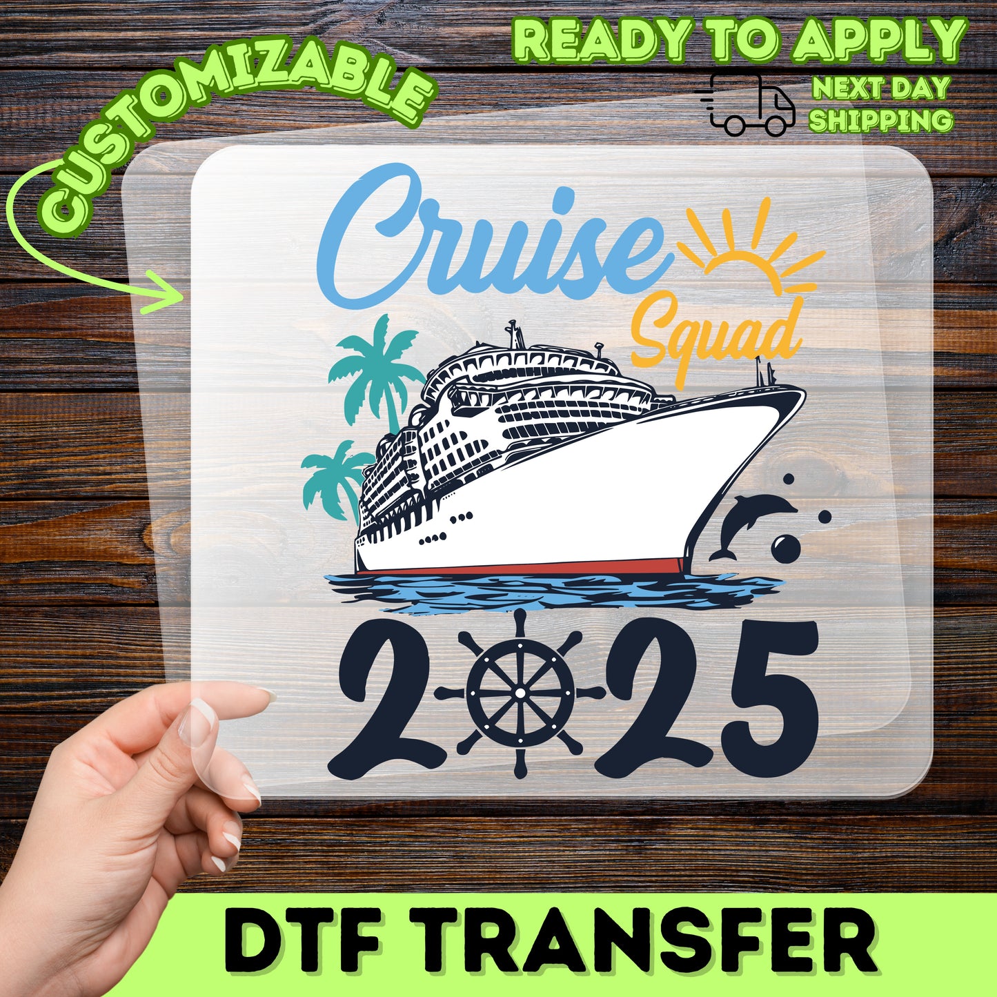 Retro Cruise Squad 2025 DTF Transfer for Family & Friends Vacation Apparel | Ready To Press Nautical Iron-On Design