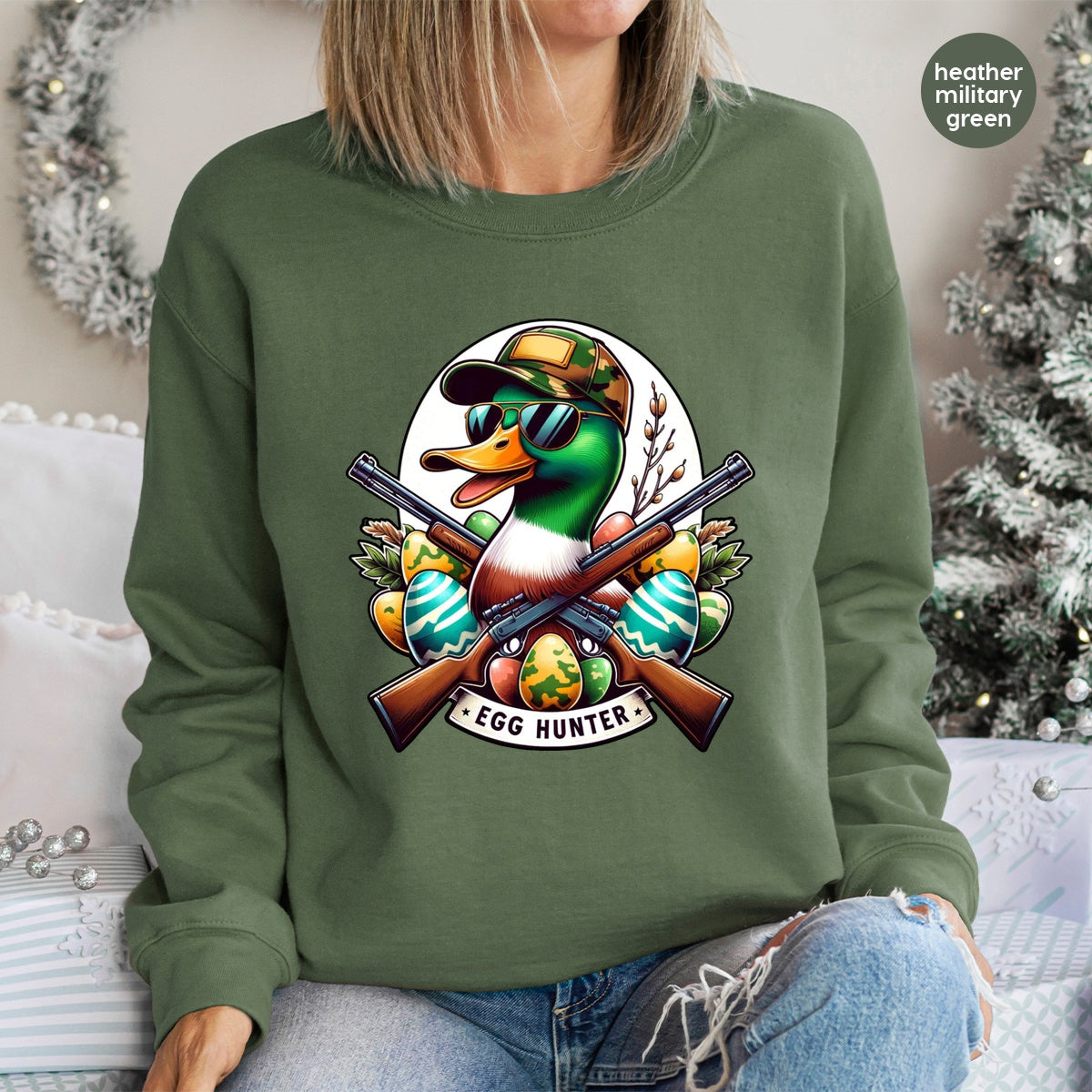 Funny Hunting Easter Iron-On DTF Transfer for T-Shirt - Duck Hunting Humor Design - Ready to Press Apparel for Hunters & Outdoor Enthusiasts