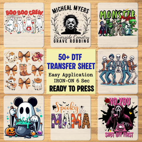 Cute Cozy Fall Halloween Pumpkin Spice DTF Transfer for Women T-Shirt & Sweatshirt | Ready to Press Iron-On Seasonal Apparel