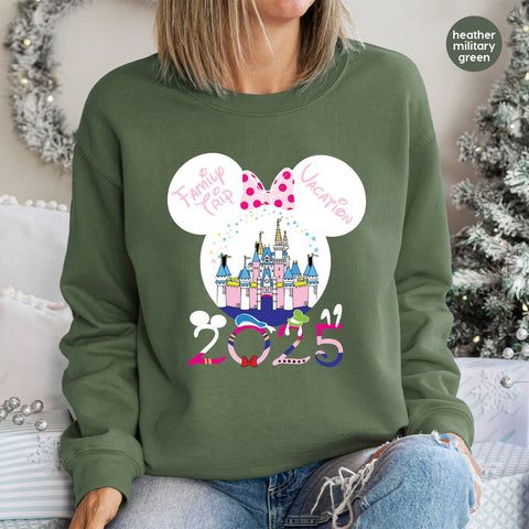 Cute Family Trip 2025 Mouse Ears & Castle DTF Transfer for Theme Park Vacation T-Shirt Iron-On Ready To Press