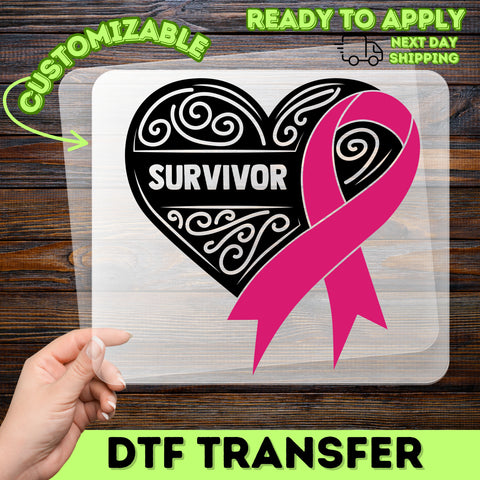 Breast Cancer Awareness Pink Ribbon DTF Transfer for Shirts, Ready To Press Minimalist Iron-On for Fundraiser Apparel