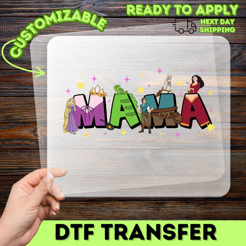 Cute Fairy Tale Mama DTF Transfer Ready To Press Iron-On for Whimsical Mothers Day T-Shirt or Family Celebration Apparel