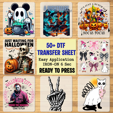 Ready to Press Halloween Horror Movie DTF Transfer for T-shirt, Spooky Funny Apparel for Young Adults, Edgy Gothic Design