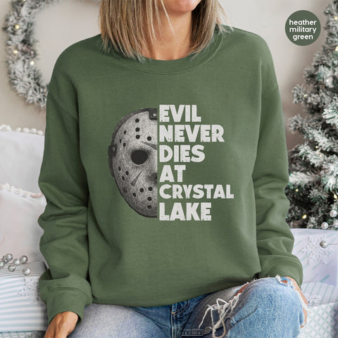 Retro Horror Movie Mask DTF Transfer for Halloween Shirt - Edgy Crystal Lake Iron-On for 80s Horror Fans & Goth Apparel
