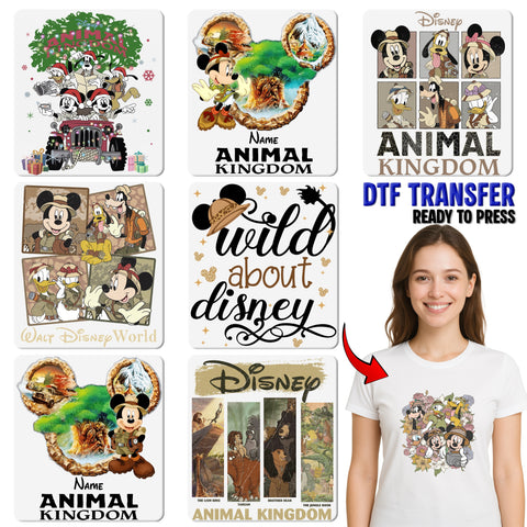 Disney safari adventure mouse ears ready to press DTF transfer, cute family theme park shirt design, fun jungle animal kingdom apparel