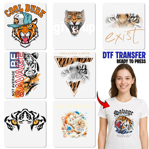 Stay Fierce Tiger Head Iron-On DTF Transfer for Wildlife Adventure Lovers & Outdoor Apparel