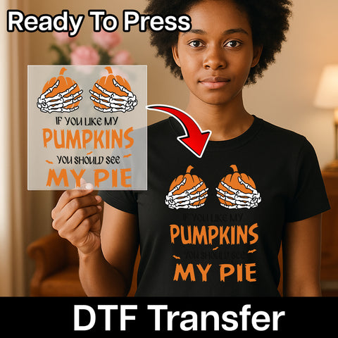 Funny Halloween Pumpkin Humor DTF Transfer - Iron-On Ready To Press for Adult Halloween Party Tees