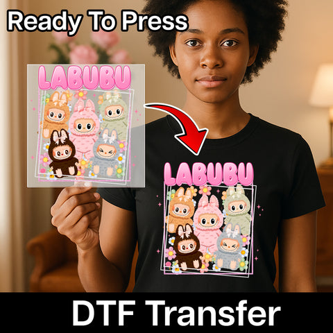 Cute & Funny LABUBU Animal Costume DTF Transfer, Ready to Press Iron-On for Family T-Shirt or Hoodie, Perfect for Birthday Party