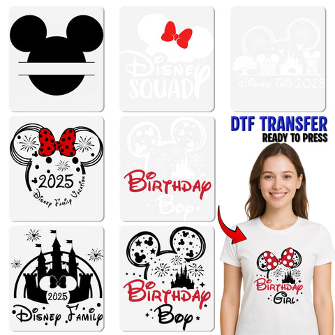 Cute Polka Dot Bow DTF Transfer for Theme Park T-Shirts & Family Fun Apparel