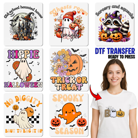 Halloween Skeleton Witch DTF Transfer for Cute and Funny Apparel, Ready to Press Iron-On for Spooky Group Theme Shirts