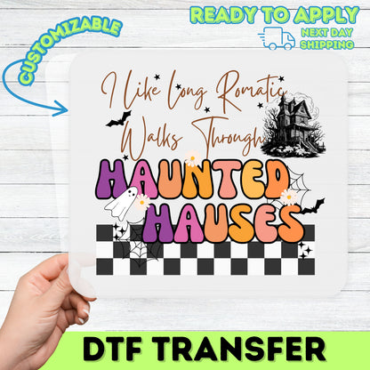 Funny Romantic Halloween Ghost DTF Transfer for Couples Apparel & Ready To Press Iron-On for Haunted House Lovers