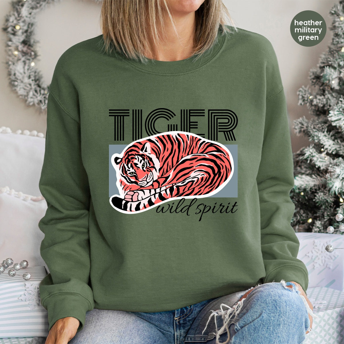 Vintage Resting Tiger DTF Transfer for Animal Lover Apparel - Ready To Press Wildlife Design for T-Shirts and Hoodies