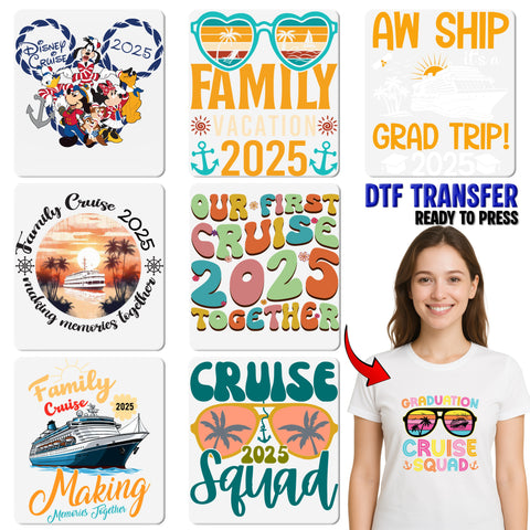 Nautical Disney Cruise 2025 DTF Transfer for Family & Friends Vacation Tees