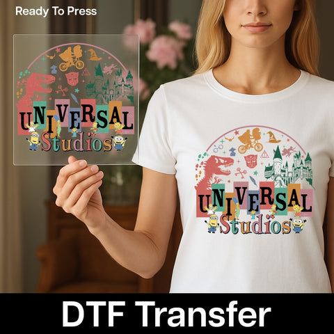Retro Universal Studios Pop Culture DTF Transfer for Nostalgic Apparel - Iron-On Ready To Press T-Shirt for Fandom Events