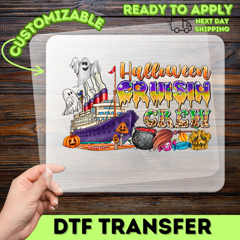 Halloween Cruise DTF Transfer | Ghostly Crew Shirt Design | Cute Nautical Iron-On for Group Halloween Party