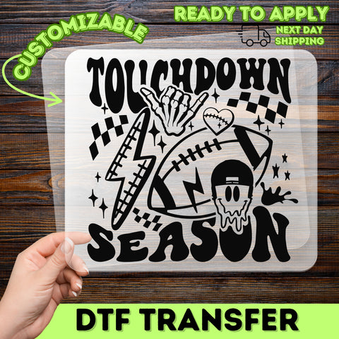 Football Celebration Touchdown Season DTF Transfer for Youth Apparel, Ready to Press Retro Football Shirt