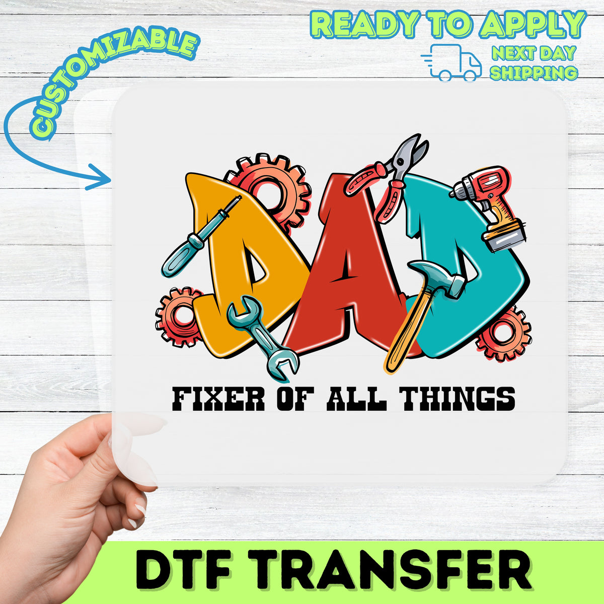 Father's Day Cute Handyman DTF Transfer Iron-On for DIY Dad T-Shirt & Apparel Gift