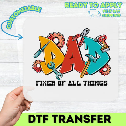 Father's Day Cute Handyman DTF Transfer Iron-On for DIY Dad T-Shirt & Apparel Gift