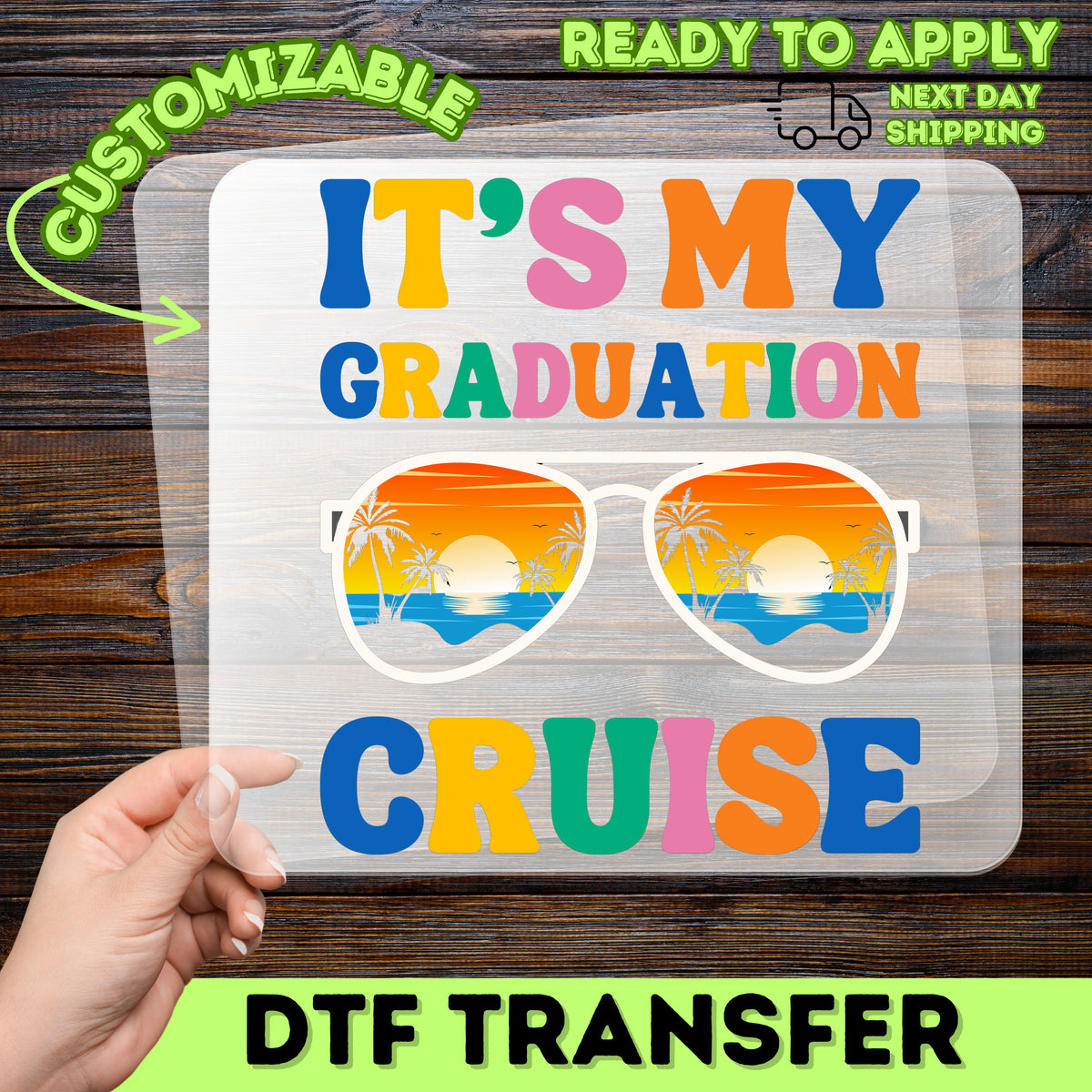 Graduation Cruise Retro DTF Transfer - Fun Tropical T-Shirt Design for Class of 2023 Celebration & Gift