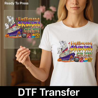 Halloween Cruise DTF Transfer | Ghostly Crew Shirt Design | Cute Nautical Iron-On for Group Halloween Party