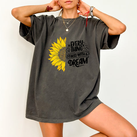Inspirational Sunflower DTF Transfer Boho Chic Floral Quote & Nature Lover Gift for Women's Apparel