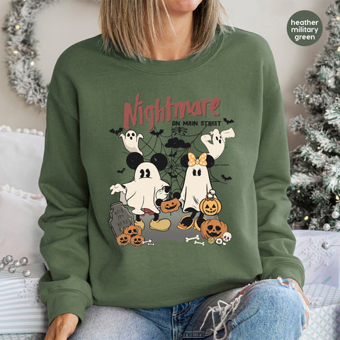 Cute Halloween Ghost Costume DTF Transfer Iron-On Tee for Family & Friends Attire - Playful Retro Nightmare Design