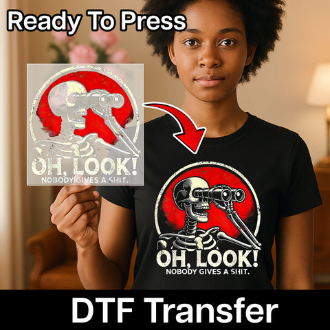Funny Halloween Skeleton DTF Transfer, Sarcastic Humorous Design, Ready to Press Iron-On for T-Shirt & Sweatshirt, Edgy Halloween Apparel