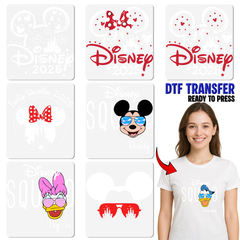 Magical Disney 2025 DTF Transfer for Family Vacation Shirts & Apparel, Cute Castle Silhouette Ready To Press Iron-On