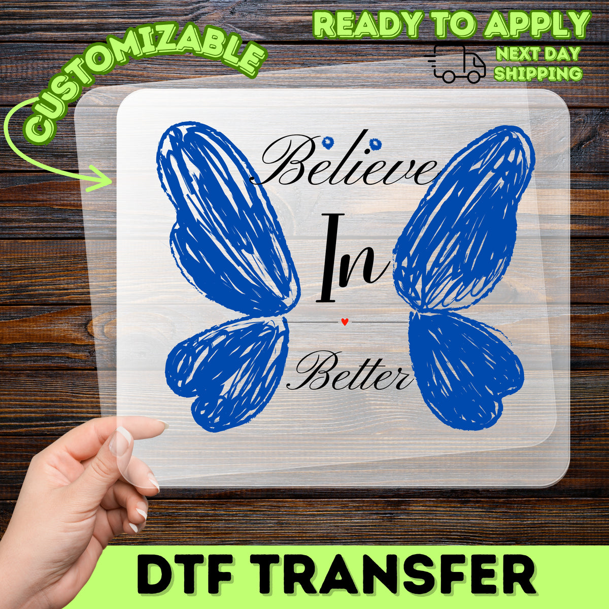 Romantic Butterfly Love DTF Transfer for Cute Valentine’s Day Apparel, Heart Shape Ready To Press Shirt for Couples