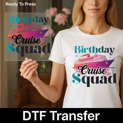Birthday Cruise Squad DTF Transfer Cute Retro Ready To Press T-shirt Design for Group Celebration Apparel