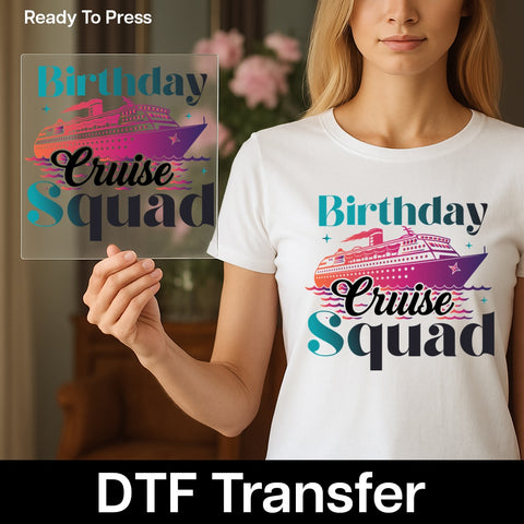 Birthday Cruise Squad DTF Transfer Cute Retro Ready To Press T-shirt Design for Group Celebration Apparel