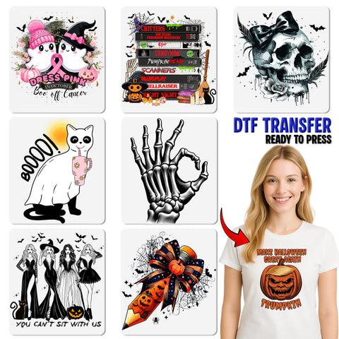 Cute Cozy Fall Halloween Pumpkin Spice DTF Transfer for Women T-Shirt & Sweatshirt | Ready to Press Iron-On Seasonal Apparel